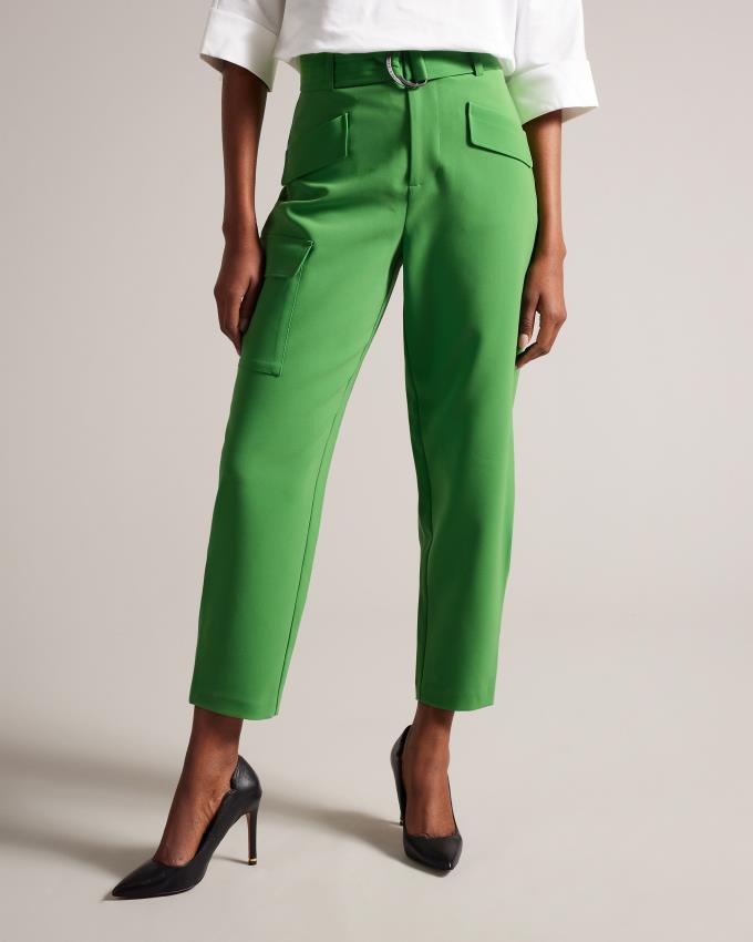 Pantalon Ted Baker High Waist Tapered Cargo With Belt Vert Femme | DNW-67866177